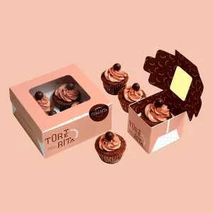 Custom cup cake packaging boxes